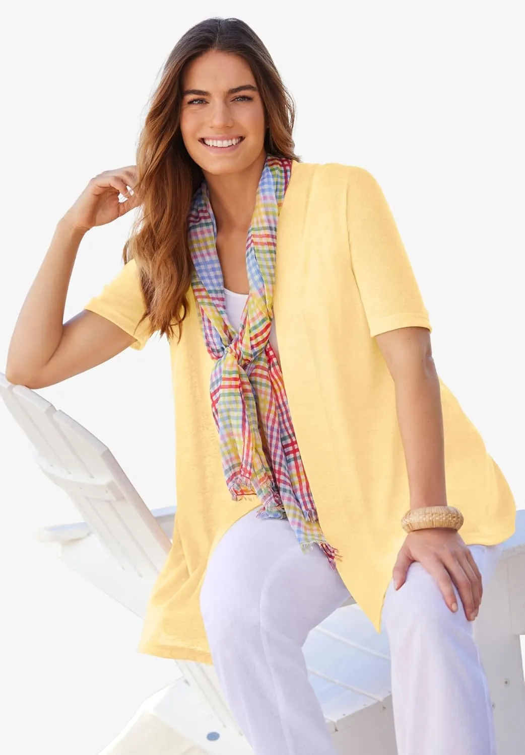 Woman Within Plus Size Lightweight Open Front Cardigan