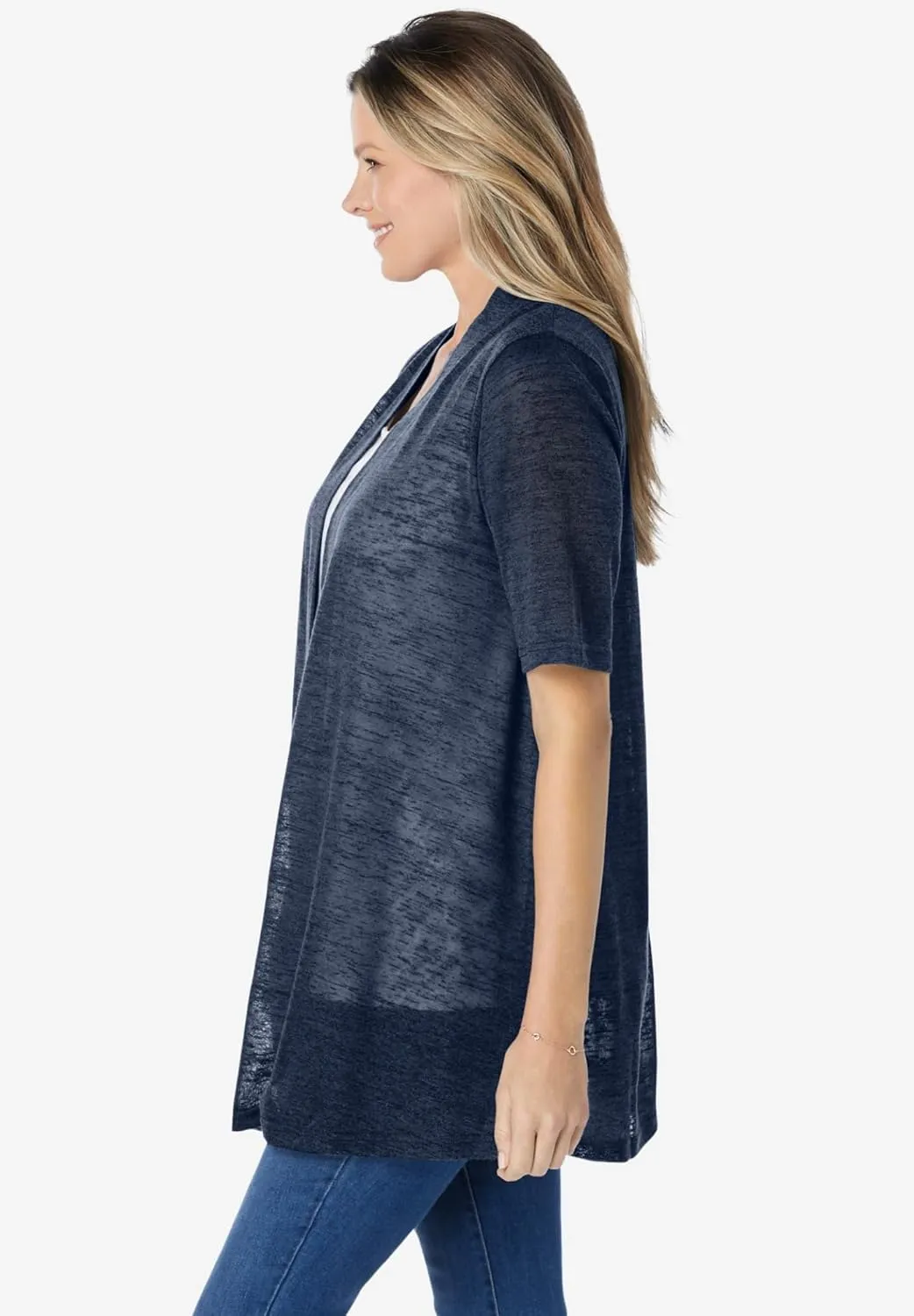 Woman Within Plus Size Lightweight Open Front Cardigan