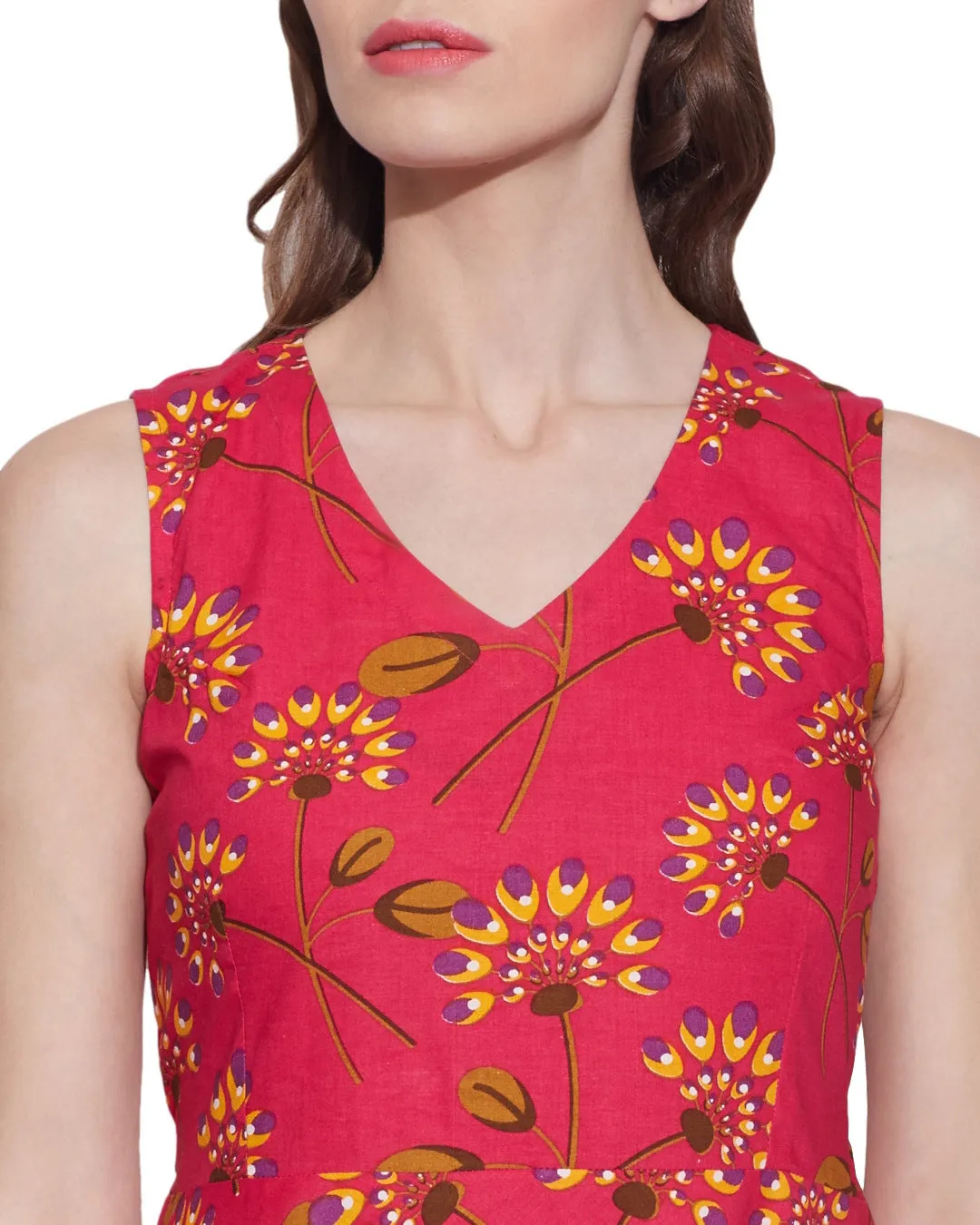 Women Apparels Cotton Printed Dress,Machine Washable,W-CPD38-1605, Size-38 Inch