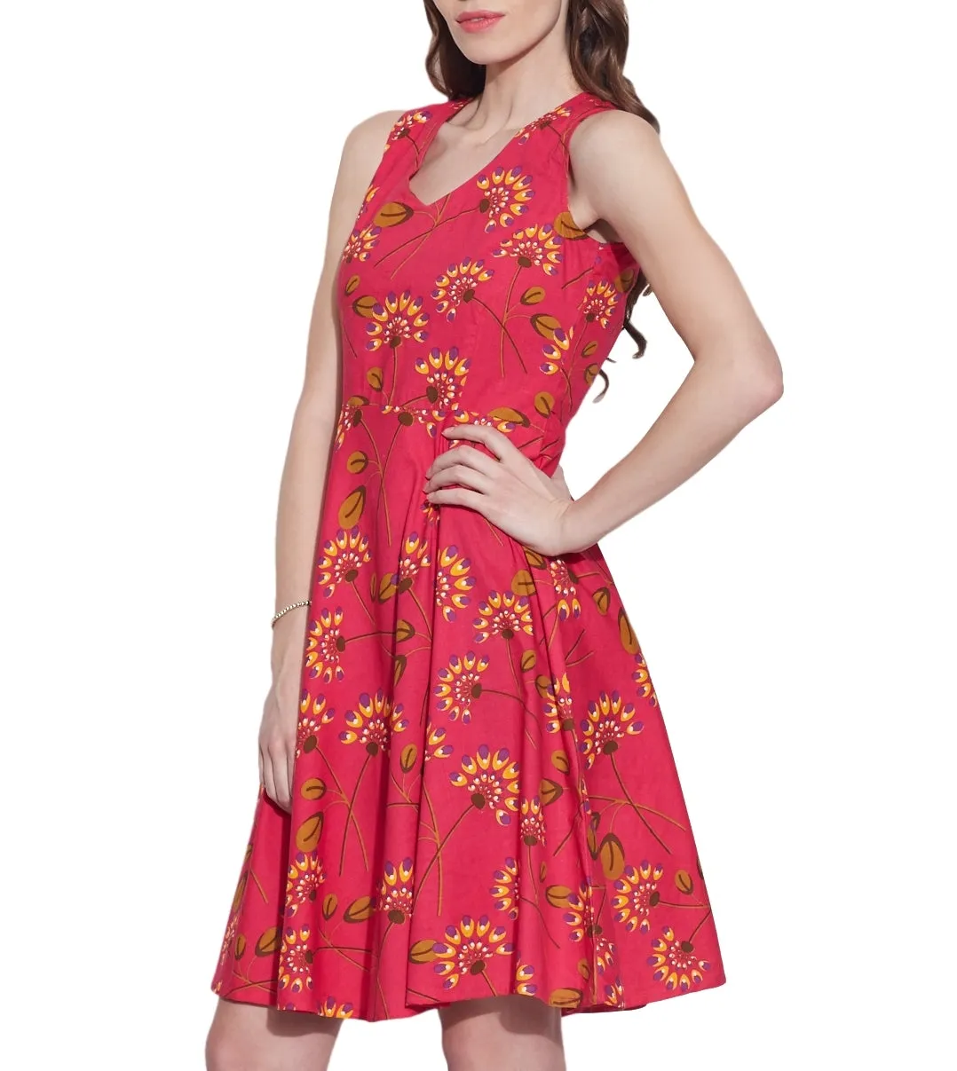 Women Apparels Cotton Printed Dress,Machine Washable,W-CPD38-1605, Size-38 Inch