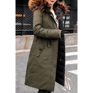Women Long Sleeve Hooded Style Side Pockets Solid Colored Padded Jacket - WJC23660