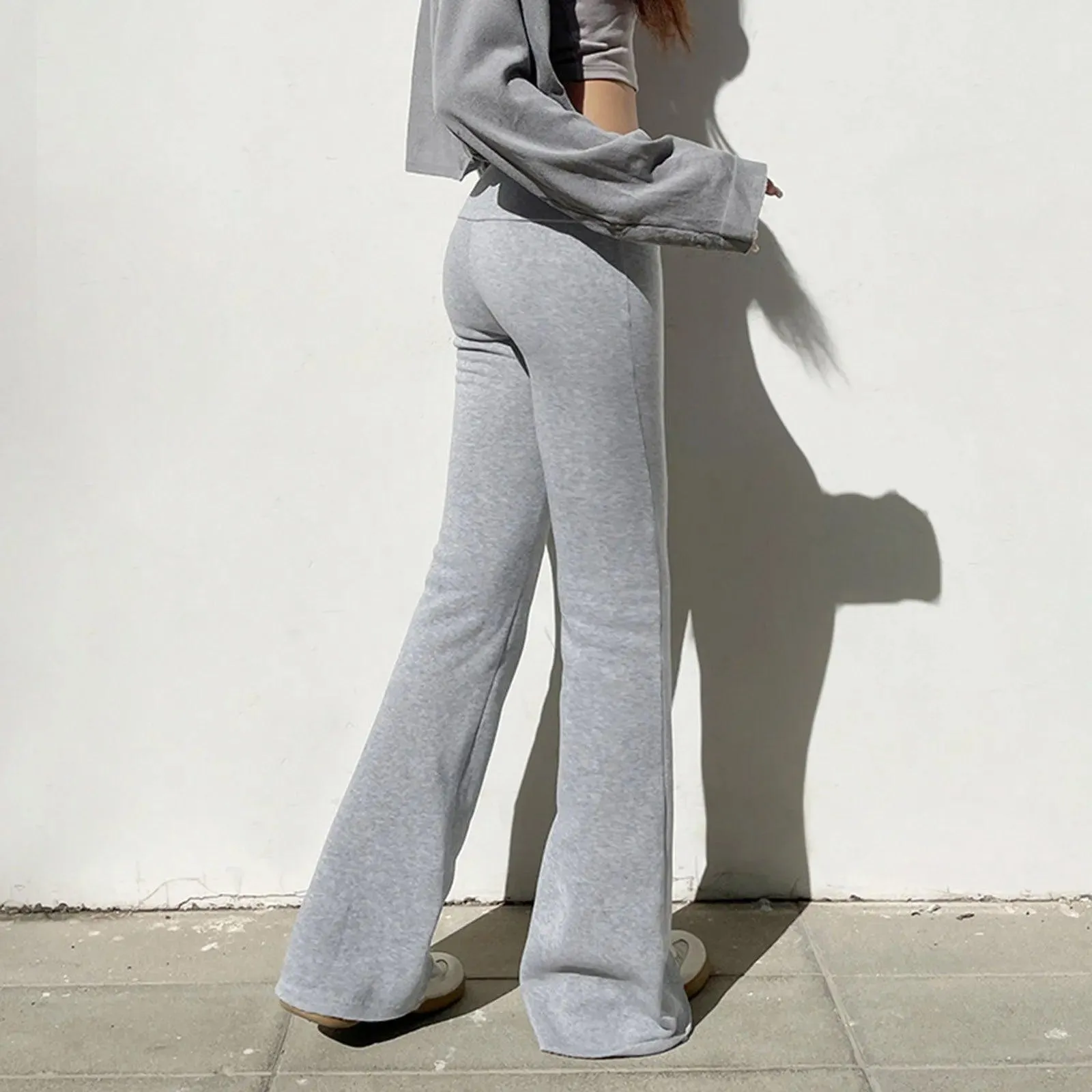 Women Low Waist Solid Flare Pants Slim Fit Full Length 2024 Summer Autumn Legging Streetwear Capris Trousers Female Clothes