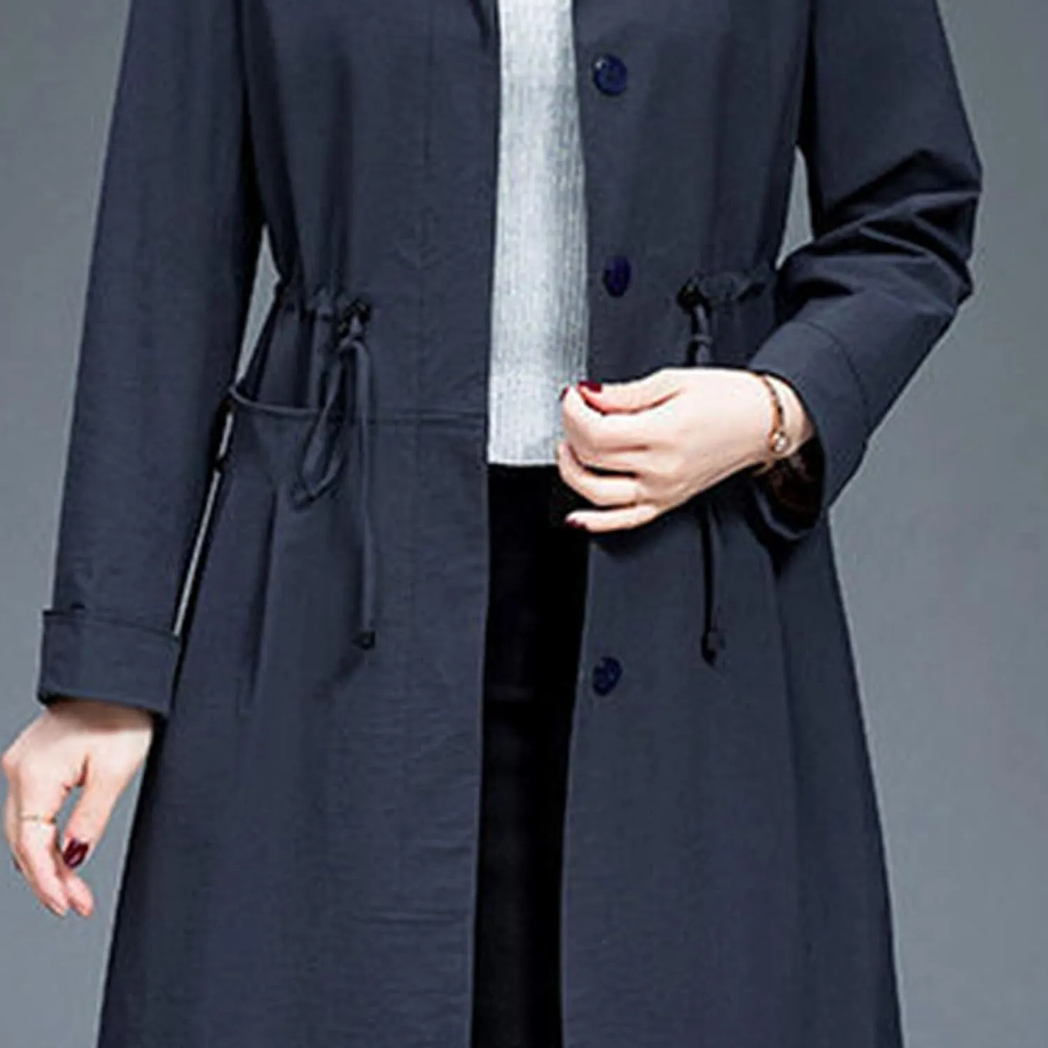 Women's Long Hooded Trench Coat Single Breasted Windproof Overcoat Spring Fall Fashion Windbreaker Long Jacket