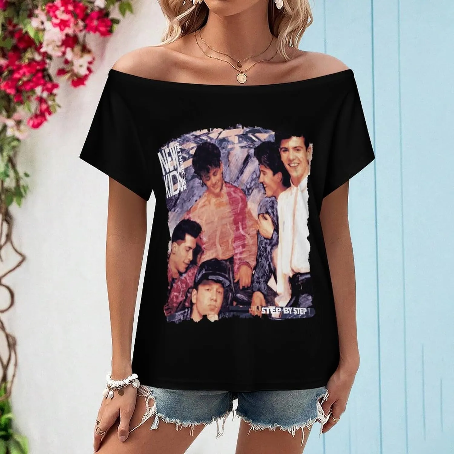 Women's Off Shoulder Tops, One Shoulder Shirts, Short Sleeves Sexy Slim Fit Tees