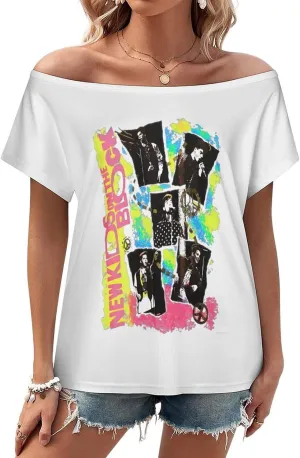 Women's Off Shoulder Tops, One Shoulder Shirts, Short Sleeves Sexy Slim Fit Tees