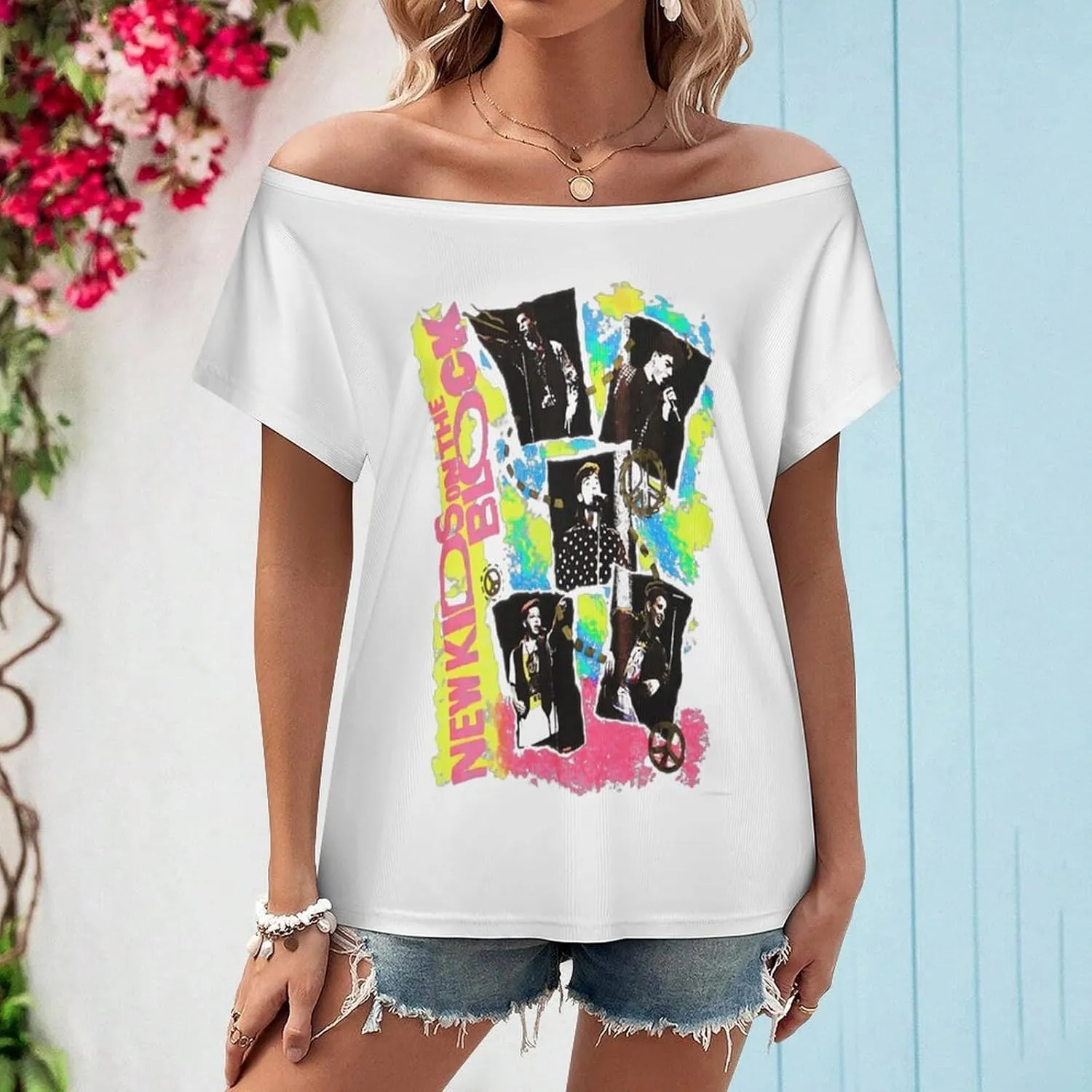 Women's Off Shoulder Tops, One Shoulder Shirts, Short Sleeves Sexy Slim Fit Tees