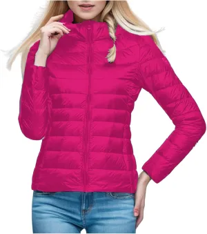 Women's Packable Ultra Coat Light Weight Short Down Jackets Solid Color Jacket Windproof Zip Up