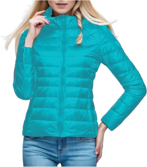 Women's Packable Ultra Coat Light Weight Short Down Jackets Solid Color Jacket Windproof Zip Up