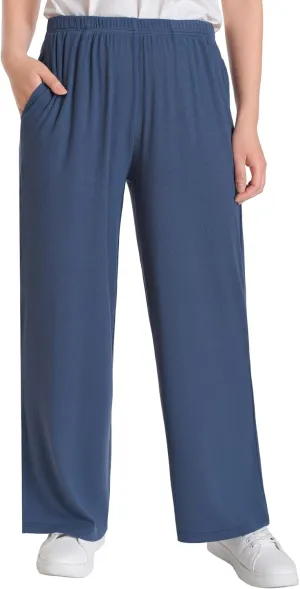 Women's Petite Short Length Lounge Pants Soft Ribbed Knit PJ Pants