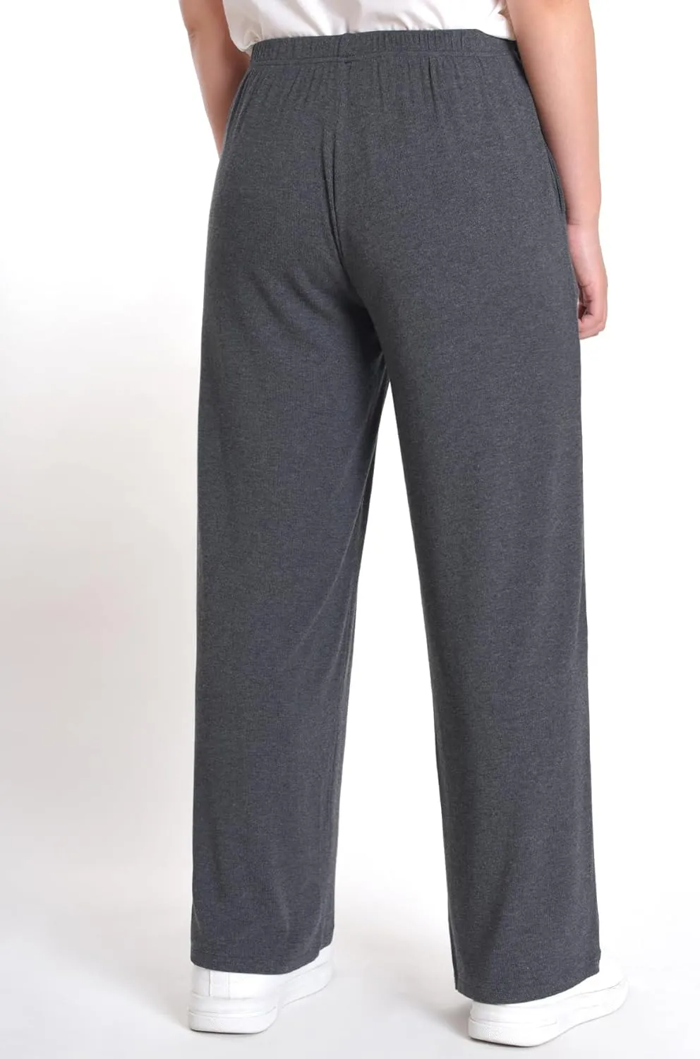 Women's Petite Short Length Lounge Pants Soft Ribbed Knit PJ Pants