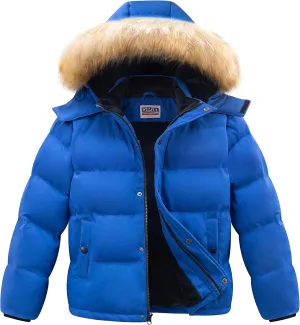 WULFUL Boy's Winter Coats Waterproof Fleece Lined Puffer Jackets Kids Thicken Outerwear With Detachable Hood