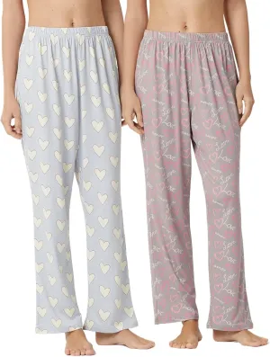 YUSHOW 2 Pack Womens Pajamas Pants Soft Wide Leg Lounge Pj Bottoms Sleepwear Loungwear