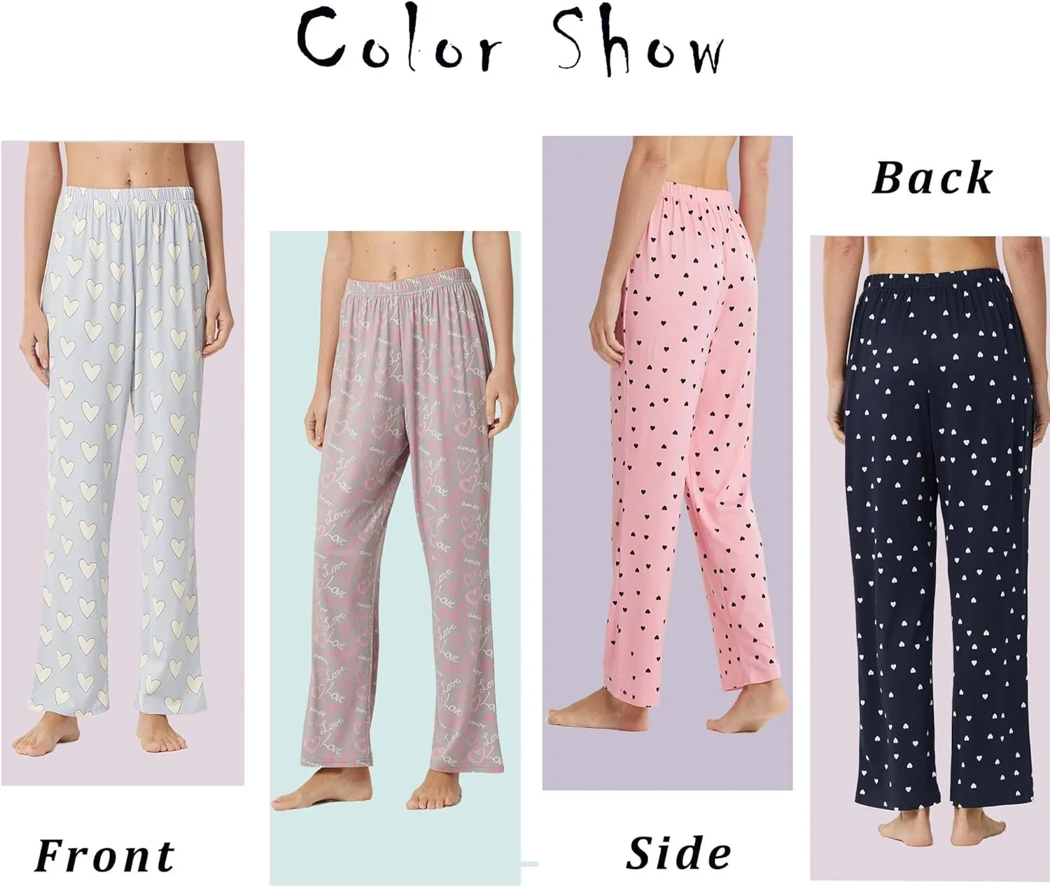 YUSHOW 2 Pack Womens Pajamas Pants Soft Wide Leg Lounge Pj Bottoms Sleepwear Loungwear