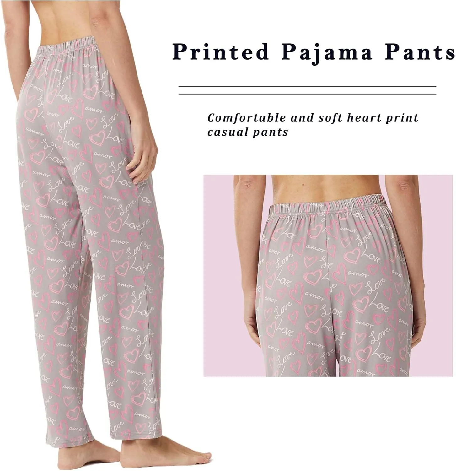 YUSHOW 2 Pack Womens Pajamas Pants Soft Wide Leg Lounge Pj Bottoms Sleepwear Loungwear