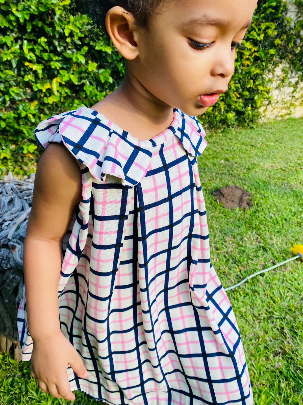 Zip & Zen - White Pink and Blue Blocks Dresses