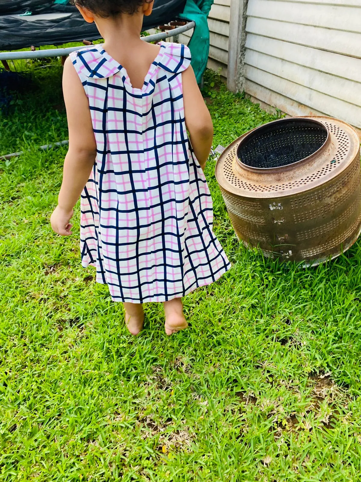 Zip & Zen - White Pink and Blue Blocks Dresses